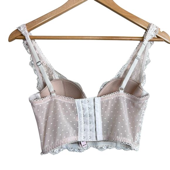 Victorias Secret Bustier Corset Bra Top Size 32C Lace White Nude Sexy Y2K Womens - Picture 4 of 7